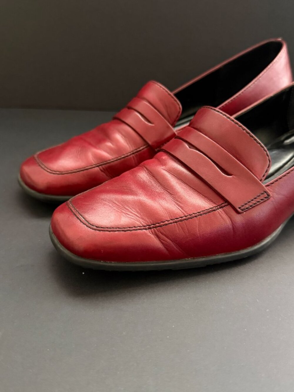 Rockport Womens Penny Loafer Shoes 8M Red Leather - Picture 6 of 9